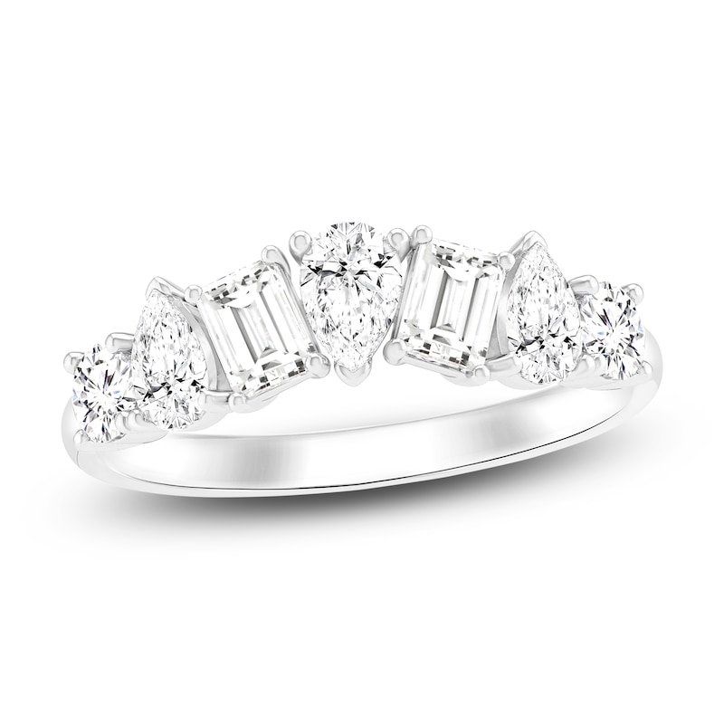 Main Image 1 of Pear, Round & Emerald-Cut Lab-Created Diamond Fashion Ring 1-1/2 ct tw 14K White Gold