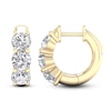 Thumbnail Image 1 of Lab-Created Diamond Three-Stone Huggie Hoop Earrings 3 ct tw 14K Yellow Gold