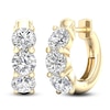 Thumbnail Image 2 of Lab-Created Diamond Three-Stone Huggie Hoop Earrings 3 ct tw 14K Yellow Gold