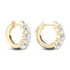 Thumbnail Image 3 of Lab-Created Diamond Three-Stone Huggie Hoop Earrings 3 ct tw 14K Yellow Gold