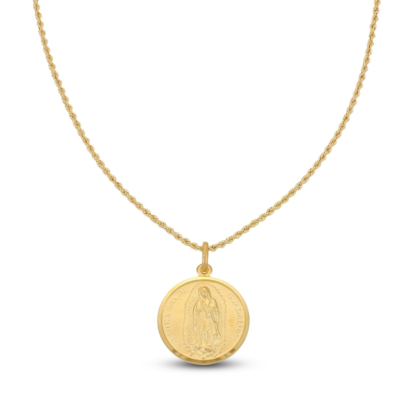 Main Image 1 of Men's Our Lady of Guadalupe Medallion Necklace 10K Yellow Gold 20&quot;