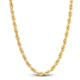 Solid Glitter Rope Chain Necklace 4.4mm 10K Yellow Gold 22&quot;