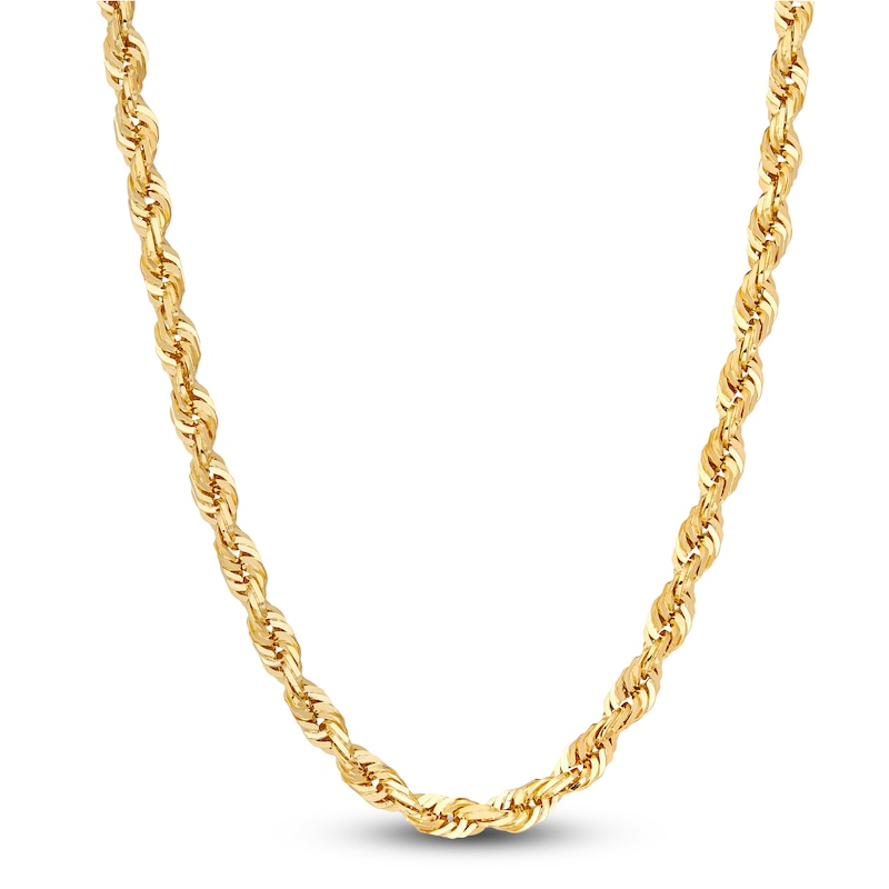 Main Image 1 of Solid Glitter Rope Chain Necklace 4.4mm 10K Yellow Gold 22&quot;