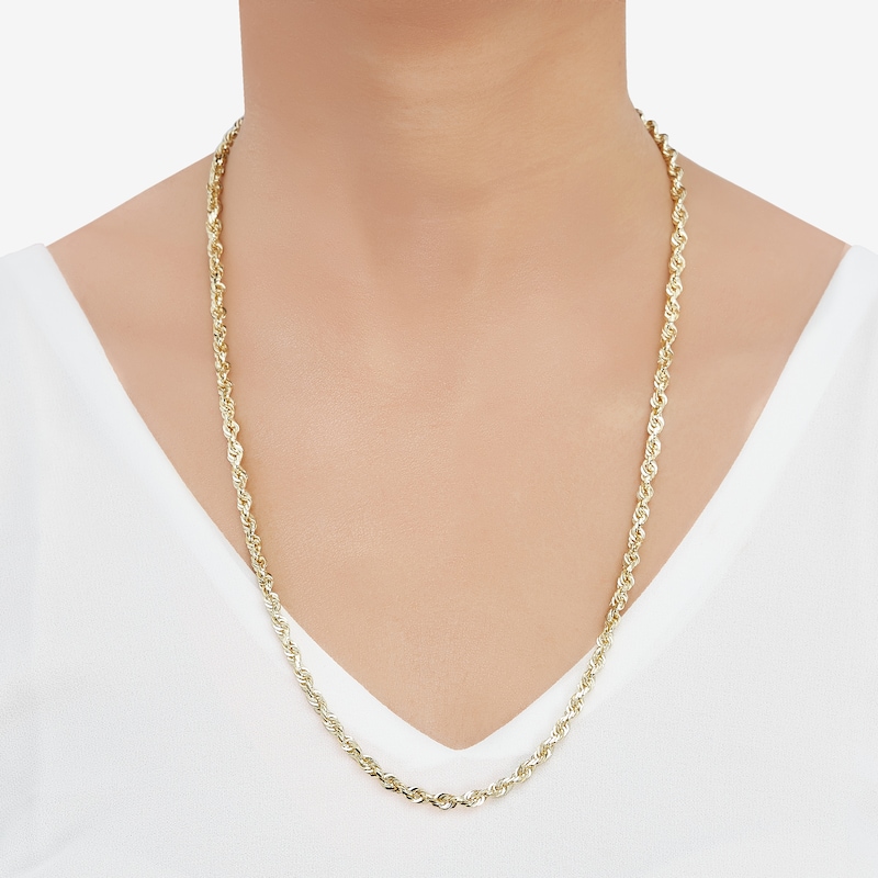 Main Image 5 of Solid Glitter Rope Chain Necklace 4.4mm 10K Yellow Gold 22&quot;