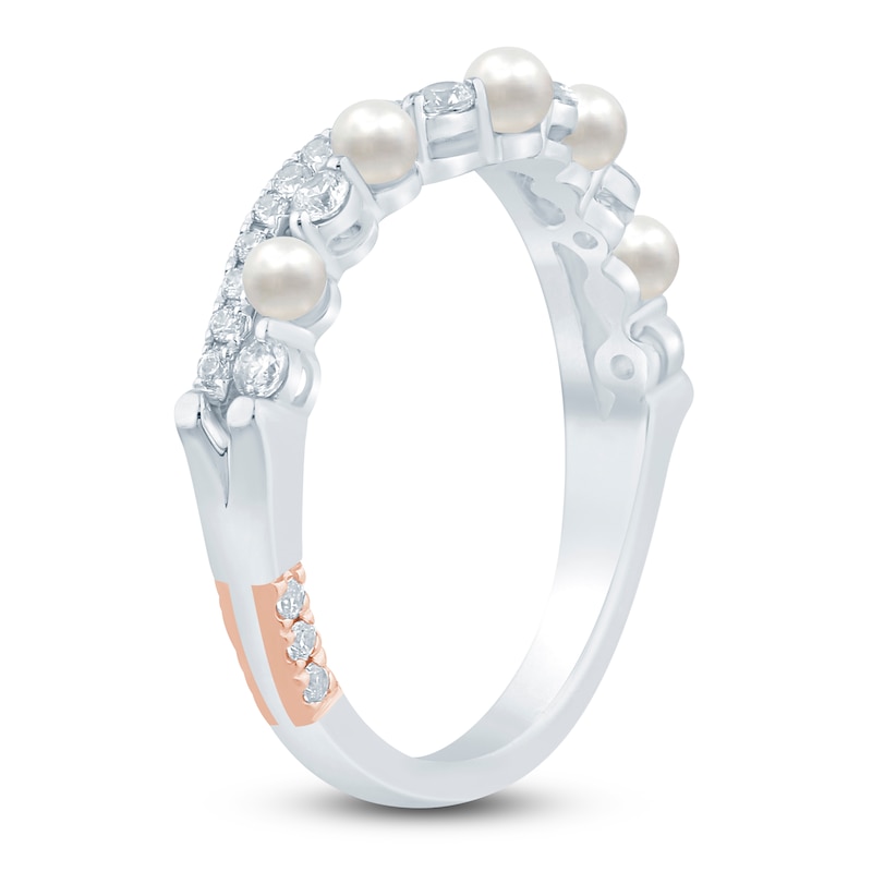 Main Image 2 of Pnina Tornai Cultured Pearl & Diamond Two-Row Contour Anniversary Ring 1/3 ct tw 14K White Gold