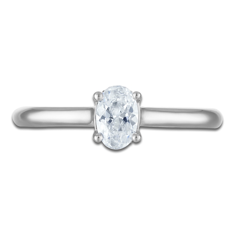 Main Image 3 of Oval-Cut Lab-Created Diamond Solitaire Plus Engagement Ring 5/8 ct tw Platinum (VS2/F)