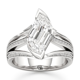 J'Lure Lab-Created Diamond Leaf Step-Cut Engagement Ring 3-1/2 ct tw 18K White Gold