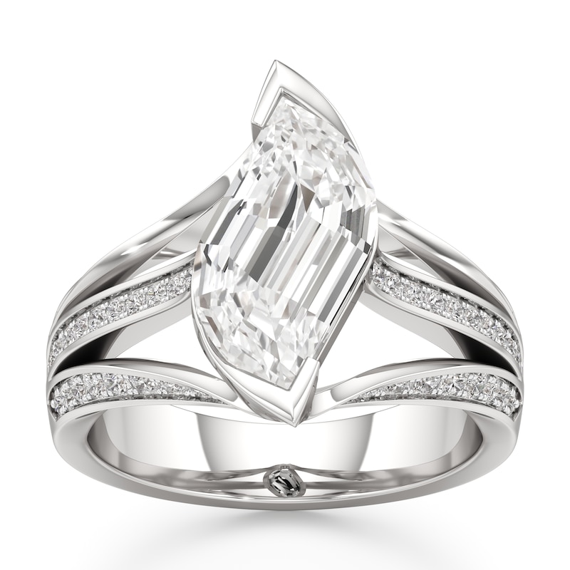 Main Image 1 of J'Lure Lab-Created Diamond Leaf Step-Cut Engagement Ring 3-1/2 ct tw 18K White Gold