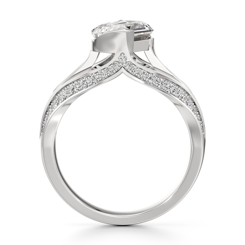 Main Image 2 of J'Lure Lab-Created Diamond Leaf Step-Cut Engagement Ring 3-1/2 ct tw 18K White Gold