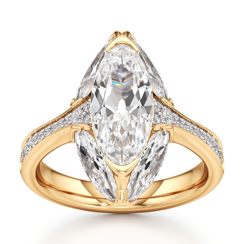 Main Image 1 of J'Lure Moval Old-Cut Lab-Created Diamond Engagement Ring 4-1/5 ct tw 18K Yellow Gold