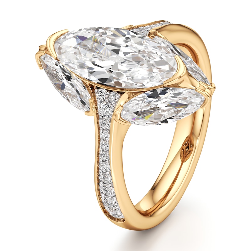 Main Image 4 of J'Lure Moval Old-Cut Lab-Created Diamond Engagement Ring 4-1/5 ct tw 18K Yellow Gold