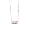 Thumbnail Image 2 of Lab-Created Diamond Three-Stone Necklace 1/2 ct tw 14K Rose Gold 18&quot;