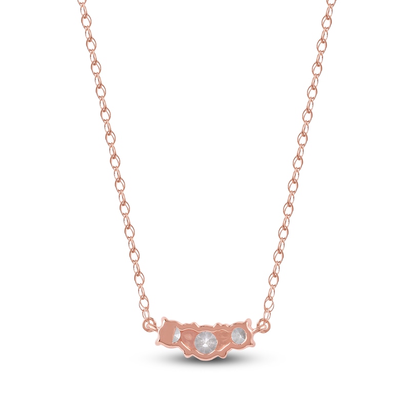 Main Image 3 of Lab-Created Diamond Three-Stone Necklace 1/2 ct tw 14K Rose Gold 18&quot;