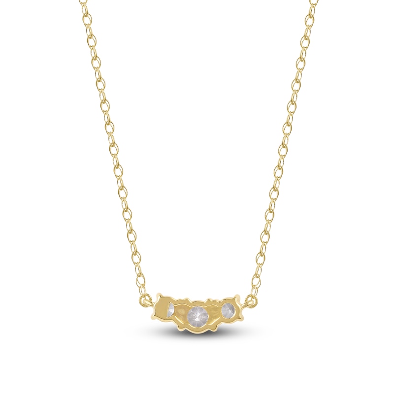 Main Image 3 of Lab-Created Diamond Three-Stone Necklace 1/2 ct tw 14K Yellow Gold 18&quot;