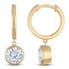 Thumbnail Image 1 of Round-Cut Lab-Created Diamond Solitaire Dangle Hoop Earrings 2 ct tw 14K Yellow Gold (SI2/F)