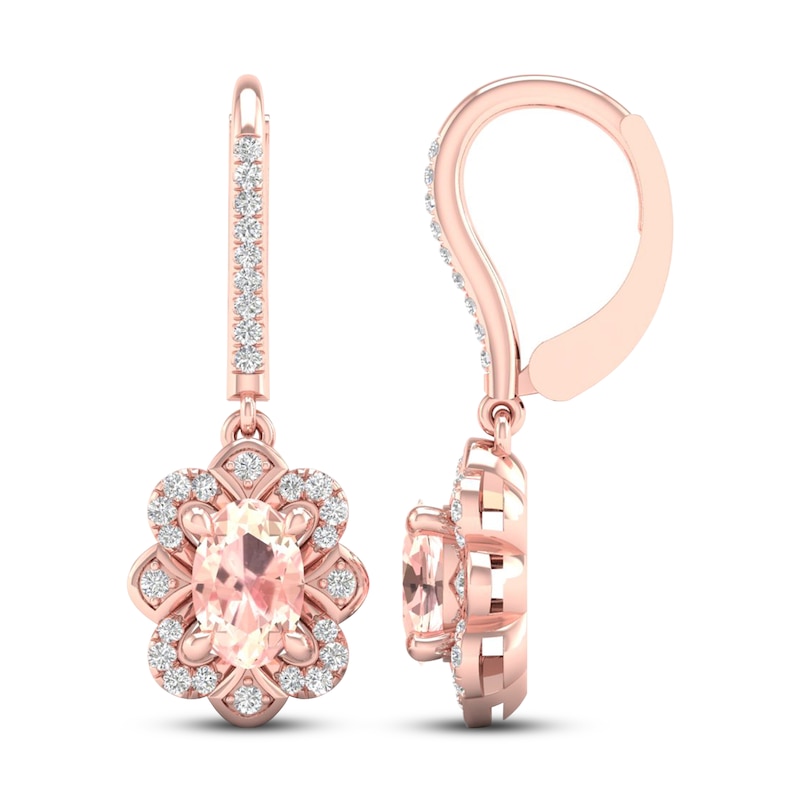 Main Image 2 of Morganite Earrings 1/8 ct tw Diamonds 10K Rose Gold