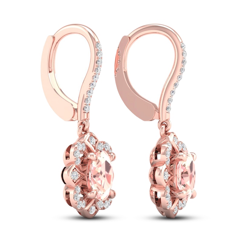 Main Image 4 of Morganite Earrings 1/8 ct tw Diamonds 10K Rose Gold