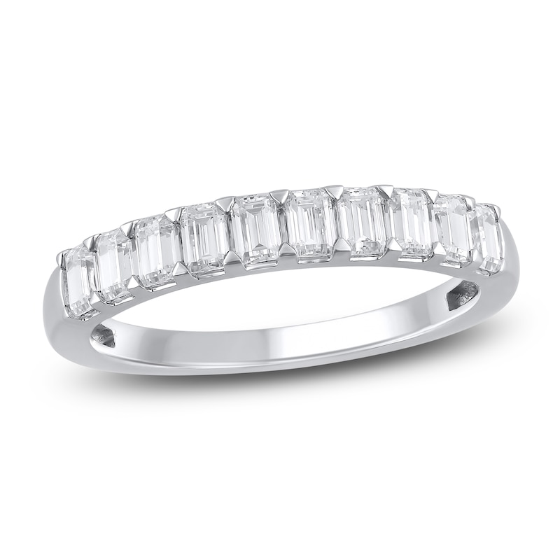 Main Image 1 of Emerald-Cut Lab-Created Diamond Anniversary Ring 1 ct tw 14K White Gold