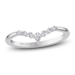 ArtCarved Pear-Shaped & Round-Cut Diamond Contour Anniversary Ring 1/6 ct tw 14K White Gold