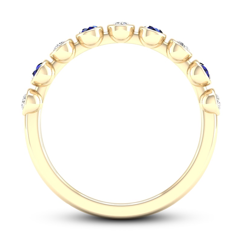 Main Image 2 of Natural Sapphire Ring 1/6 ct tw Diamonds 10K Yellow Gold