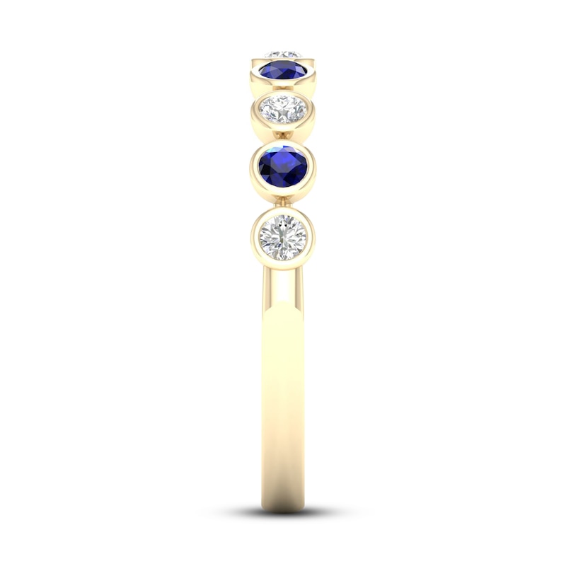 Main Image 3 of Natural Sapphire Ring 1/6 ct tw Diamonds 10K Yellow Gold