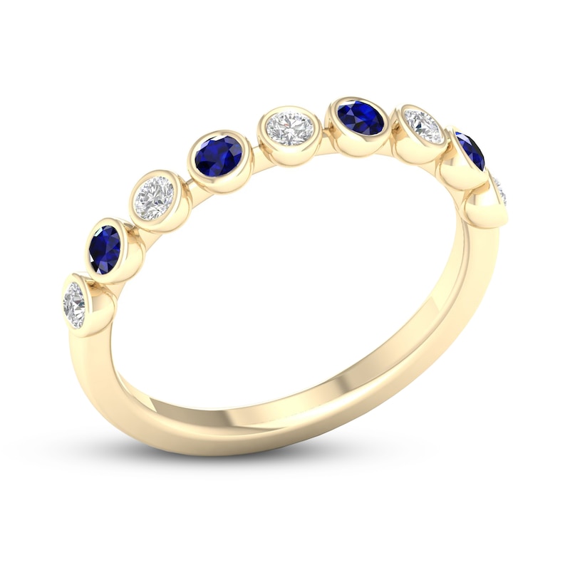 Main Image 4 of Natural Sapphire Ring 1/6 ct tw Diamonds 10K Yellow Gold