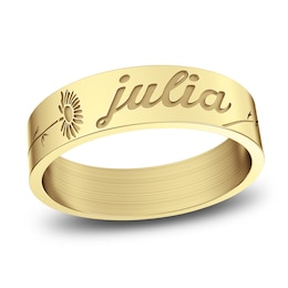 Birth Flower & Name Ring 10K Yellow Gold