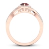 Thumbnail Image 2 of Garnet Heart Ring 1/6 ct tw Diamonds Round 10K Rose Gold