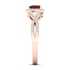 Thumbnail Image 3 of Garnet Heart Ring 1/6 ct tw Diamonds Round 10K Rose Gold