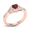 Thumbnail Image 4 of Garnet Heart Ring 1/6 ct tw Diamonds Round 10K Rose Gold