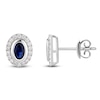 Thumbnail Image 1 of Oval-Cut Natural Blue Sapphire & Diamond Halo Stud Earrings 1/5 ct tw 14K White Gold