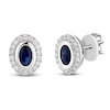 Thumbnail Image 2 of Oval-Cut Natural Blue Sapphire & Diamond Halo Stud Earrings 1/5 ct tw 14K White Gold