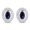 Thumbnail Image 3 of Oval-Cut Natural Blue Sapphire & Diamond Halo Stud Earrings 1/5 ct tw 14K White Gold