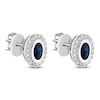 Thumbnail Image 4 of Oval-Cut Natural Blue Sapphire & Diamond Halo Stud Earrings 1/5 ct tw 14K White Gold