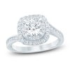 Thumbnail Image 1 of Round-Cut Lab-Created Diamond Bypass Halo Ring 1 ct tw 14K White Gold