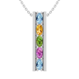 Color Stone Family Necklace