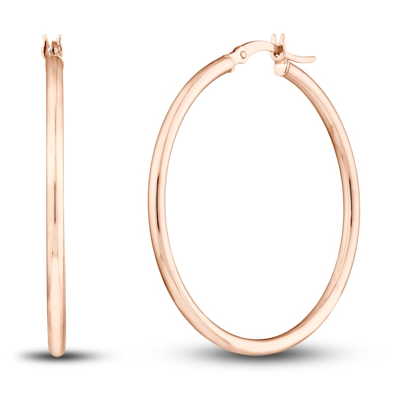 Main Image 1 of Polished Hoop Earrings 14K Rose Gold 35mm