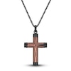 Thumbnail Image 1 of Men's Carbon Fiber Cross Necklace Black Ion-Plated Stainless Steel 24&quot;