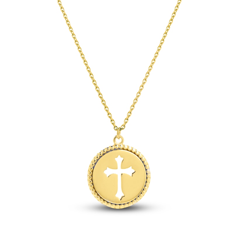 Main Image 1 of Cutout Cross Necklace 14K Yellow Gold 16&quot;