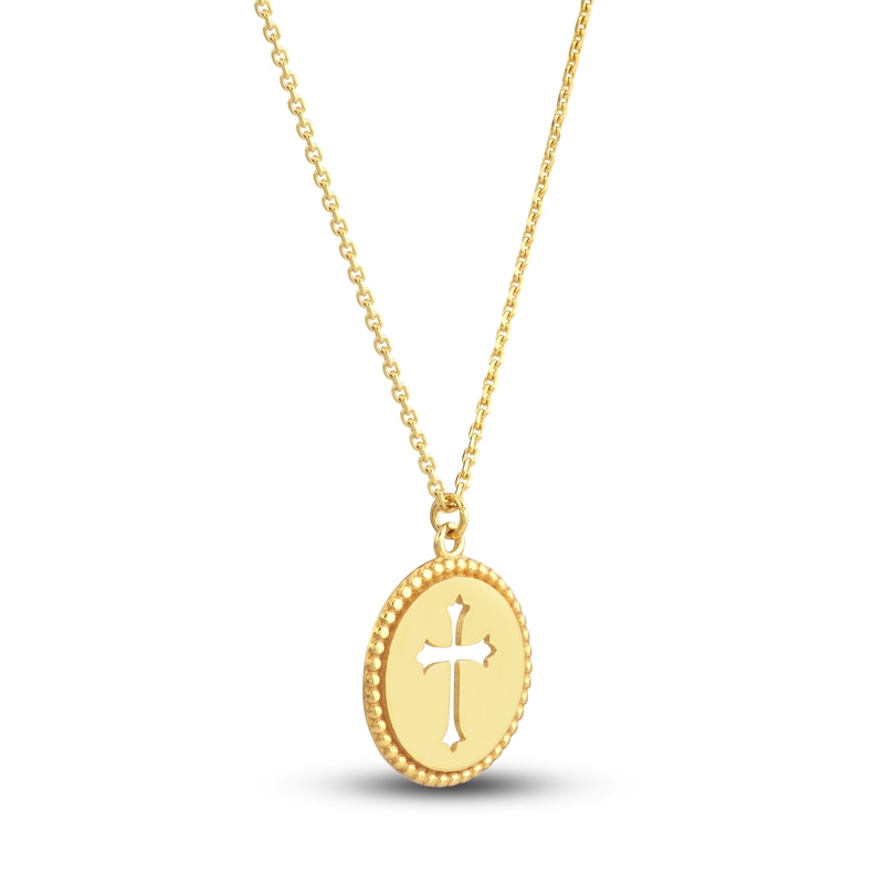 Main Image 2 of Cutout Cross Necklace 14K Yellow Gold 16&quot;