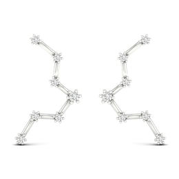 Diamond Pisces Constellation Earrings 1/8 ct tw Round 14K White Gold