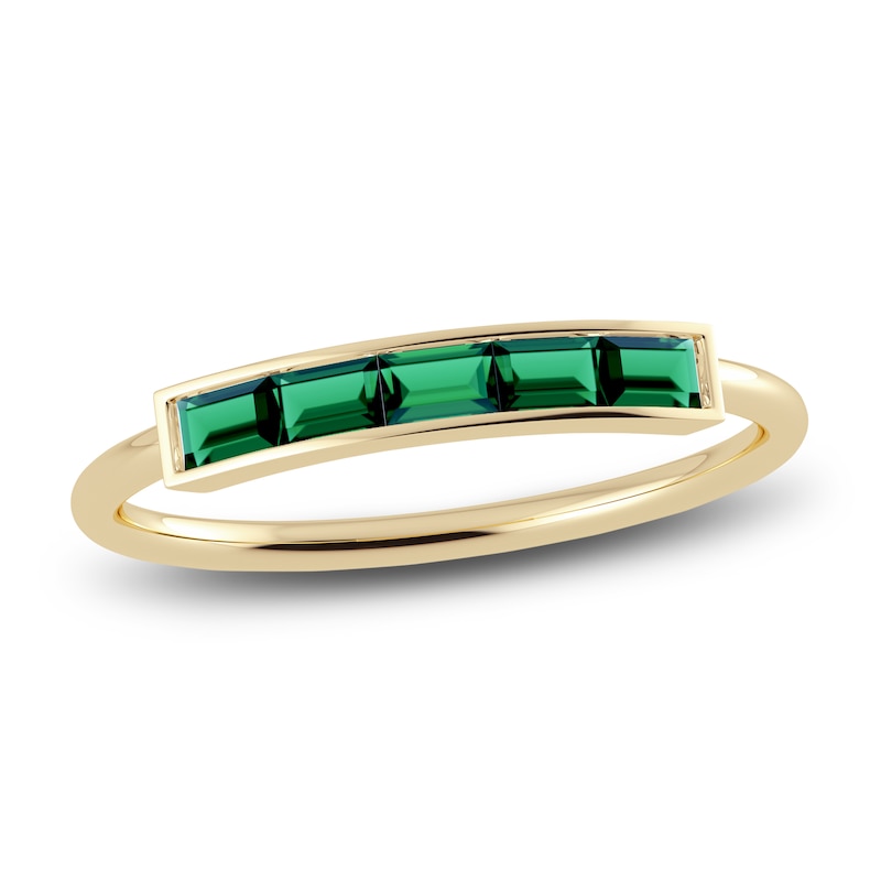 Main Image 1 of Juliette Maison Natural Emerald Baguette Bar Ring 10K Yellow Gold