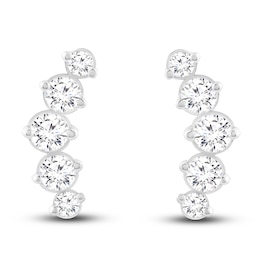 Diamond Climber Earrings 1 ct tw Round 14K White Gold