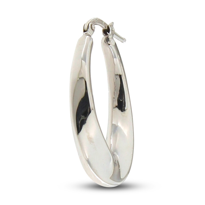 Hollow Tube Hoop Earrings 14K White Gold