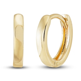 Cast Huggie Hoop Earrings 14K Yellow Gold 9.54mm