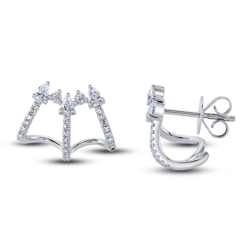 Main Image 2 of Shy Creation Diamond Cuff Earrings 1/2 ct tw Round/Pear 14K White Gold SC55020499