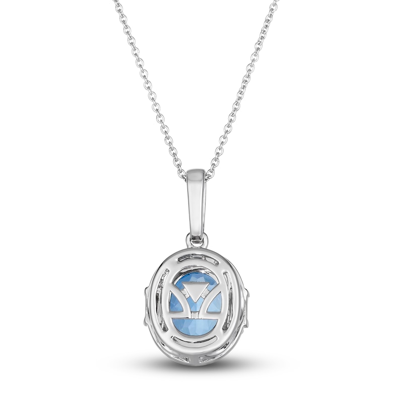 Le Vian Natural Blue Topaz Pendant Necklace 1/3 ct tw Diamonds 14K Vanilla Gold 19"