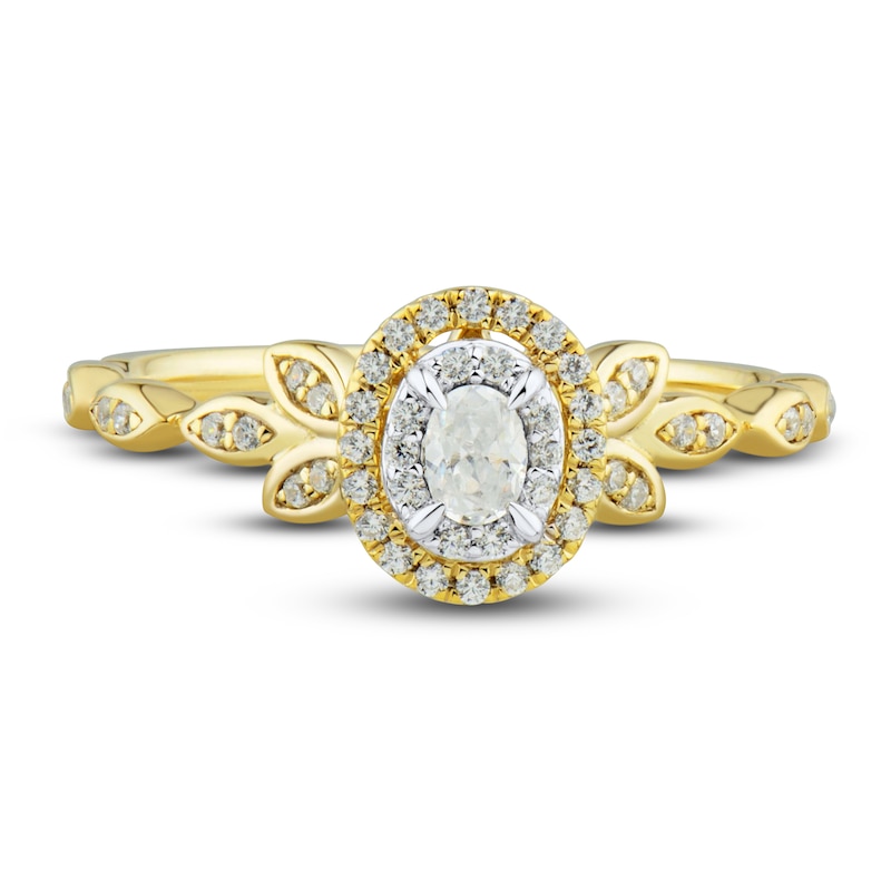 Main Image 3 of Diamond Engagement Ring 1/3 ct tw Oval/Round 14K Two-Tone Gold