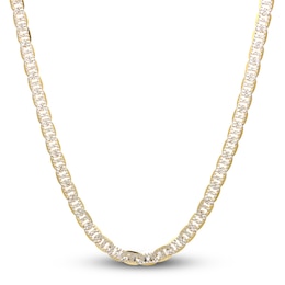 Faux Pave Mariner Chain Necklace 14K Yellow Gold 20&quot; 5.1mm