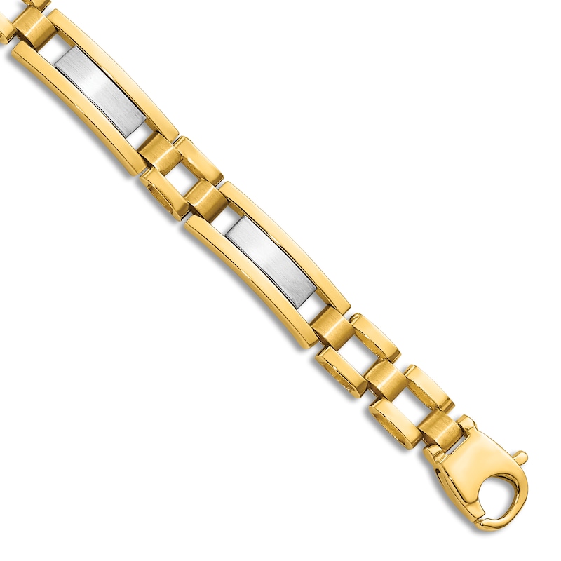 High-Polish Hollow Link Bracelet 14K Two-Tone Gold 8.5"